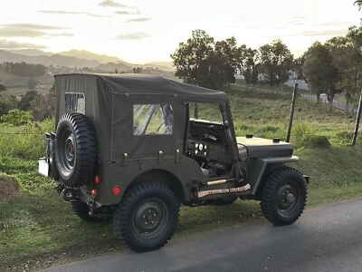 Canvas Soft Top For Willys Jeep M38A1/CJ5 fits on Cross Bow OD Green/Brown/Black - Image 1 of 4