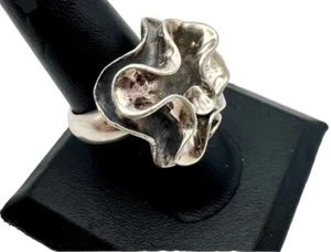 Silpada Signed Retired Sterling Silver .925 Abstract Blooming Flower Sz 8.5 - Picture 1 of 6