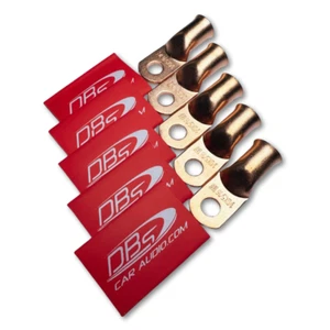 5 1/0 Gauge 5/16" Hole Copper Ring Terminals 0GA Lugs with DBs Red Heat Shrink - Picture 1 of 7