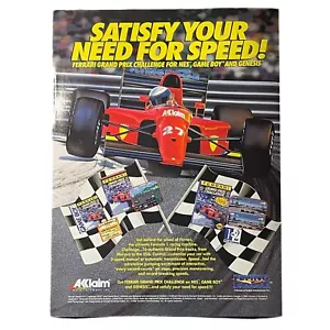 Acclaim Ferrari Grand Prix Challenge Stampa Videogioco Annuncio NES Vintage anni '90 1992 - Foto 1 di 1