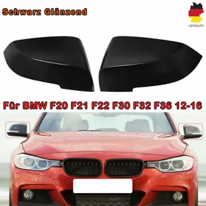 2x Schwarz Glänzend Spiegelkappen Außenspiegel Für BMW F20 F21 F22 F30 F32 F36 - Bild 1 von 12