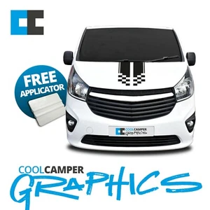VAUXHALL (OPEL) VIVARO RENAULT TRAFFIC CAMPER VAN MOTORHAUBE KARIERTE STREIFEN GRAFIK AUFKLEBER - Bild 1 von 5