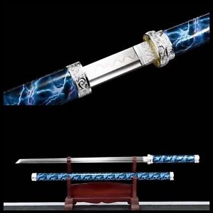 1095 carbon Steel Japanese Ninja Samurai Sword Straight lightning Saya Sword
