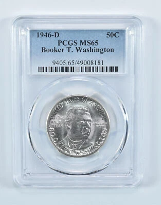 1946-D Booker T Washington Commemorative Half Dollar MS65 PCGS Blue Label - Image 1 of 4