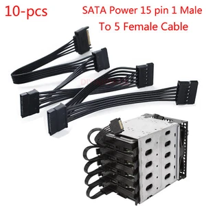 10pcs SATA Power 15 Pin 1 Male To 5 Female Splitter Hard Drive Cable for HDD SSD - Picture 1 of 18
