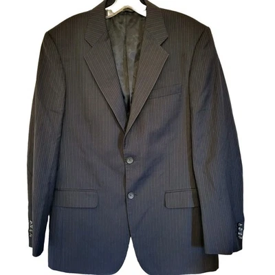 Jaqueta Blazer Banana Republic Classic Masculina 40R Mescla de Lã Preta Cinza Listra de Giz - Imagem 1 de 4