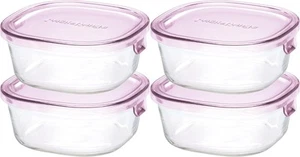 KC3240N-P Heat-resistant Glass Storage Container, Pink, Square Shape, S, 15.2... - Picture 1 of 5
