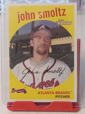 JOHN SMOLTZ 2008 Topps Heritage Baseball Card -ATLANTA BRAVES -2015 Hall Of Fame - Image 1 of 3