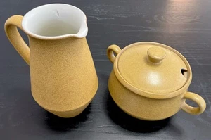 Vintage Denby Stoneware Ode MCM England Creamer & Sugar Bowl w/ Lid Set - Picture 1 of 9