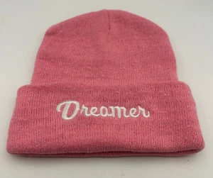 Dreamer Beanie Hat Pink Women One  Size 6 1/2" x 7" Knit - Picture 1 of 6