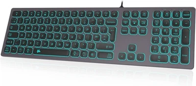 Aluminum Slim Backlit Keyboard Wired - UK Layout Compatible with Apple iMac, Mac - Image 1 of 4
