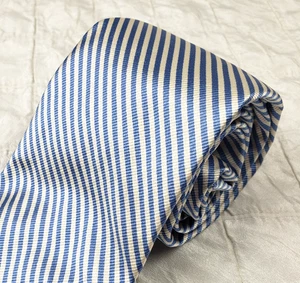 Vintage Polo Ralph Lauren Hand Made USA Mens 100% Silk Tie Blue White Stripes - Imagen 1 de 11