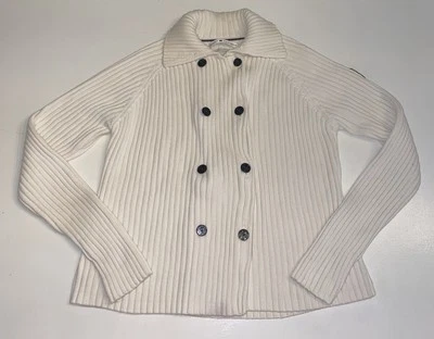 Tommy Hilfiger Suéter Niños XL Cárdigan Doble Botón Marfil Parche Logo Foto 1 de 4