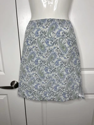 Falda De Colección Y2K Merona Seda Línea A Azul Floral Estampado Paisley Hasta la Rodilla Talla 10 Foto 1 de 4