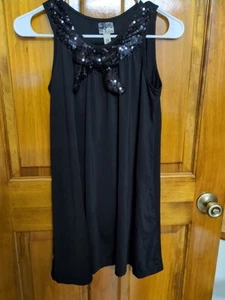 Childrens Place Girls Size 14 Dress Sequins Black Pullover Black Bow - Picture 1 of 5