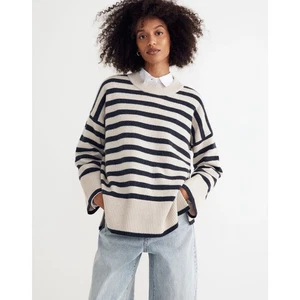 Madewell (Re)sourced Cashmere Sweater in Stripe In Heather Night XS - Picture 1 of 8