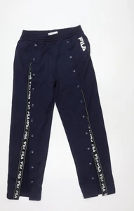 FILA Blue Unisex Track Pants L Elastic Waist Snap - Picture 1 of 12
