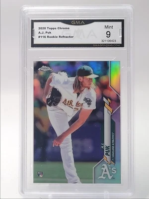 A.J. PUK 2020 TOPPS CHROME ROOKIE REFRACTOR ATHLETICS MINT RC GMA 9 Q3551 - Image 1 of 2