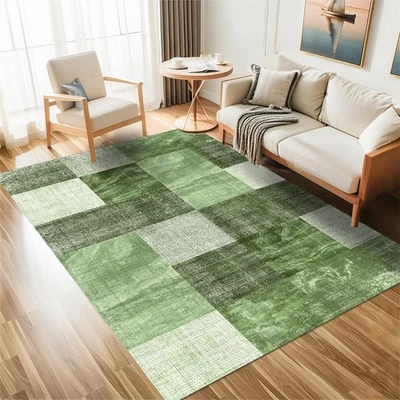 5×7 Washable Modern Area Rugs,Checkered Abstract Neutral Non-Slip High Traffi... - Image 1 of 4