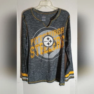 Pittsburgh Steelers Women's Majestic Brand Long Sleeve Tee - Black and Gold Size - Picture 1 of 3