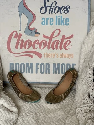 Gavrieli 领带 Starstruck 金属金色皮革平底鞋女式 7 码 - 很好 — 第 1/4 张图片