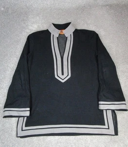 Suéter túnica Tory Burch para mujer grande negro gris algodón clásico Tory tejido - Imagen 1 de 10