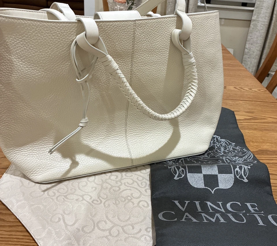 VINCE CAMUTO LEATHER CREAMY WHITE SLONE TOTE 2023 Trend Dust bag - Image 1 of 4