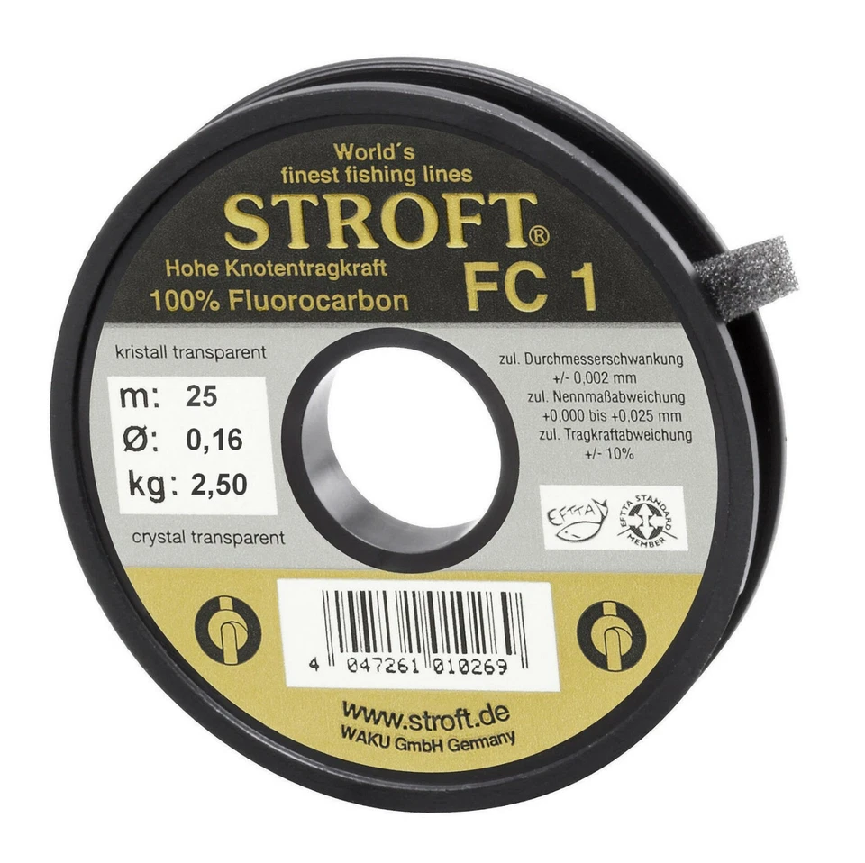 STROFT FC1 Cord 25m. 100% Fluorocarbon Leader Tippet 0.10mm --- 0.33mm - Image 1 of 1