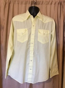 Yellow Snap Button Up Long Sleeve Western Vintage Mesquite western Shirt 16/35  - Picture 1 of 8