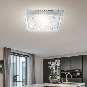 Lampada Da Soffitto Per Soggiorno 2-Fiamma Effetto Specchio Vetro Decorato - Foto 1 di 6