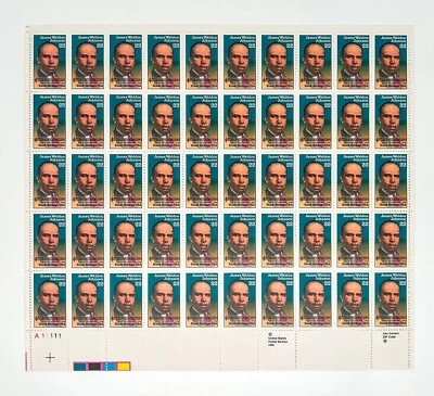 USPS 1988 JAMES WELDON JOHNSON BLACK HISTORY FULL SHEET 22C STAMP FV $11 -MNH OG - Image 1 of 2
