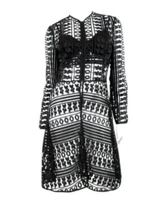 CHARO RUIZ IBIZA BLACK EMBROIDERED LACE LONG JACKET & MATCHING BRA TOP SZ.S - Picture 1 of 6