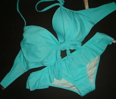 NUEVO CON ETIQUETAS Victoria's Secret envoltura 32DDD, 34DD BIKINI M falda parte inferior SEAFOAM verde como nuevo Foto 1 de 3