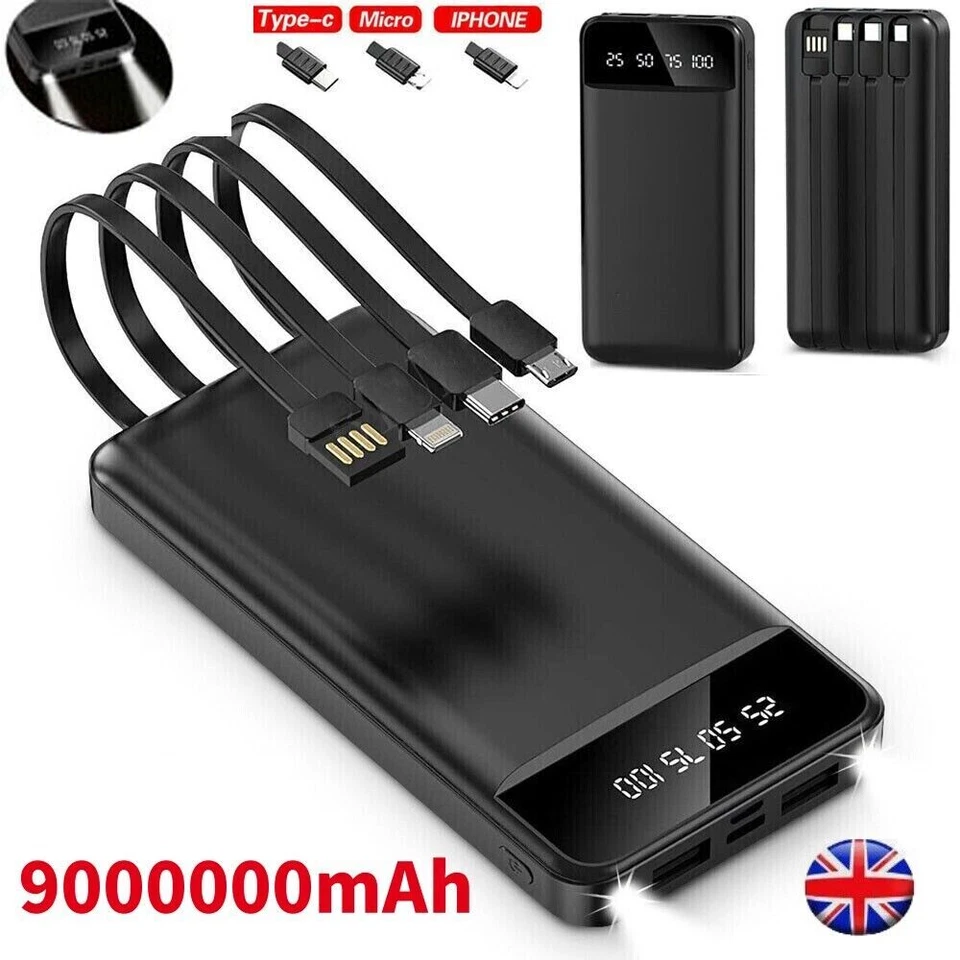 Power Bank Pack 9000000mAh Fast Charger 4 USB External Battery For Mobile Phone - Image 1 of 4