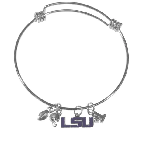 LSU Tigers Wire Bangle Bracelet with Charms NCAA Licensed Jewelry Cover