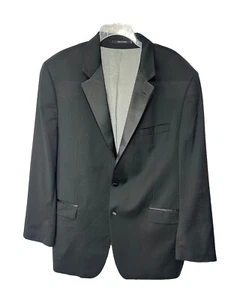 Calvin Klein Men's Black Satin Trim Wool Two Button Tuxedo Jacket Sz 46L - Picture 1 of 9