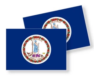 VIRGINIA STATE FLAG STICKERS - Calcomanía de vinilo - Elija el tamaño - Set de 2 pegatinas - Imagen 1 de 3