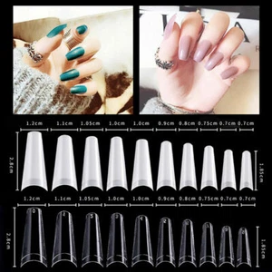 US 500Pc Clear Natural Salon Half French False Acrylic Nail Art Cowboy Tips - Picture 1 of 16