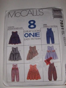 CUT - McCall's #7831 pattern girl's jumper and jumpsuit size 2,3,4 cut for a 4 - Picture 1 of 1