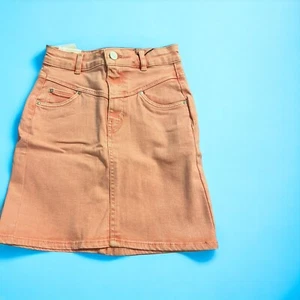 Bershka Denim Skirt Peach Pink 98% cotton 2% elastane Size 00 NWT - Picture 1 of 5