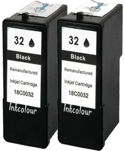 2 Lexmark 32 Replaces For X3330 X3350 X5200 X5210 X5250 X5260 Ink Cartridges - Picture 1 of 1