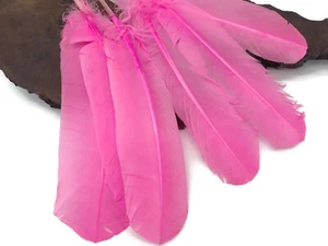 6 Pieces - Pink Turkey Rounds Secondary Large Wing Quill Feathers Craft Supply - Picture 1 of 9