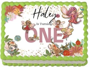 Fairy Fairies Personalized Birthday Edible Image DIY Cake Topper Frosting Sheet - Picture 1 of 2