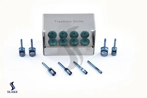 Dental Trephine Drills Kit 8 Pcs Blue Titanium Coated & Bur Holder CE - Picture 1 of 4