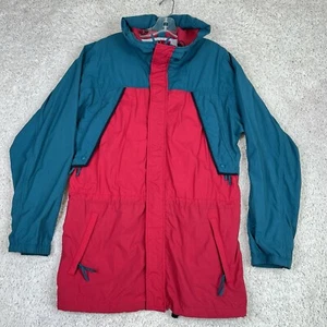 Vintage LL Bean Sunbuster Jacket Mens Large Red Green Hide Away Hood Vented - Picture 1 of 17