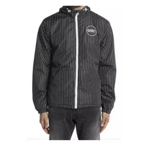 WESC Windbreaker Jacket Men's XL Striped Black White Full Zip Sweden $158 - Picture 1 of 7