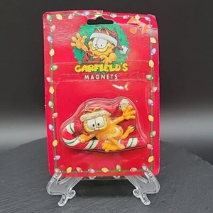 VTG Garfield Candy Cane Magnet Christmas Cat Comic '96 NEW Santa Holiday Cartoon - Picture 1 of 6