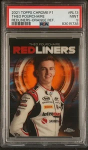 PSA 9 - /25 Theo Pourchaire #RL13 - Redliners - Orange - 2021 Topps Chrome F1 - Picture 1 of 2