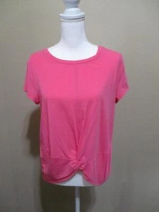 Athleta Women's Size Medium Solid Pink Short Sleeve Shirt with a Twisted Knot - Picture 1 of 3