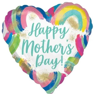 Happy Mother's Day Painted Rainbow Heart Foil Balloon 45cm - Picture 1 of 1